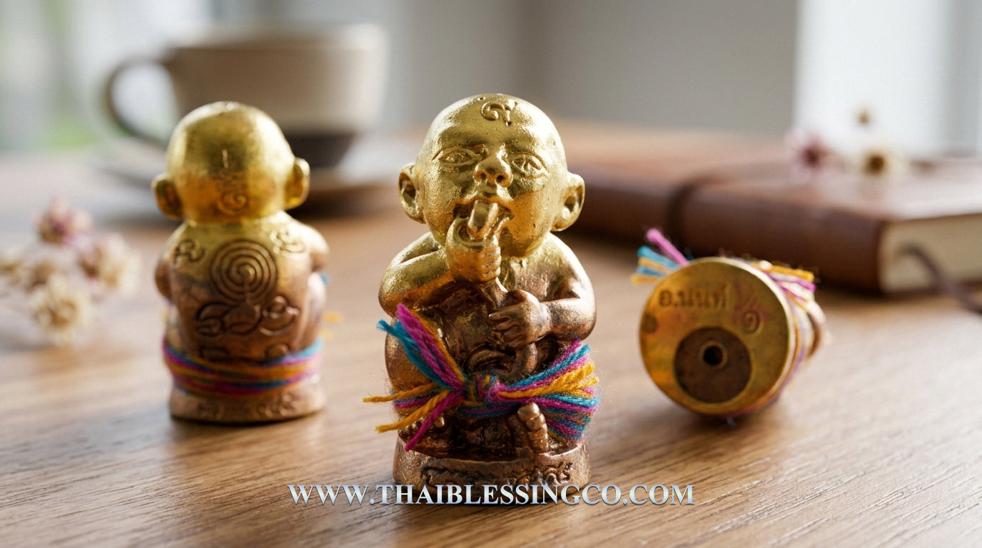 ✨ Sacred Primordial Wealth: "Kuman Dud Rok" Amulet – Sacred "Thong Hua" Metal Fusion for Infinite Supply & Business Luck (2023 Edition by Phra Arjan Arnon)