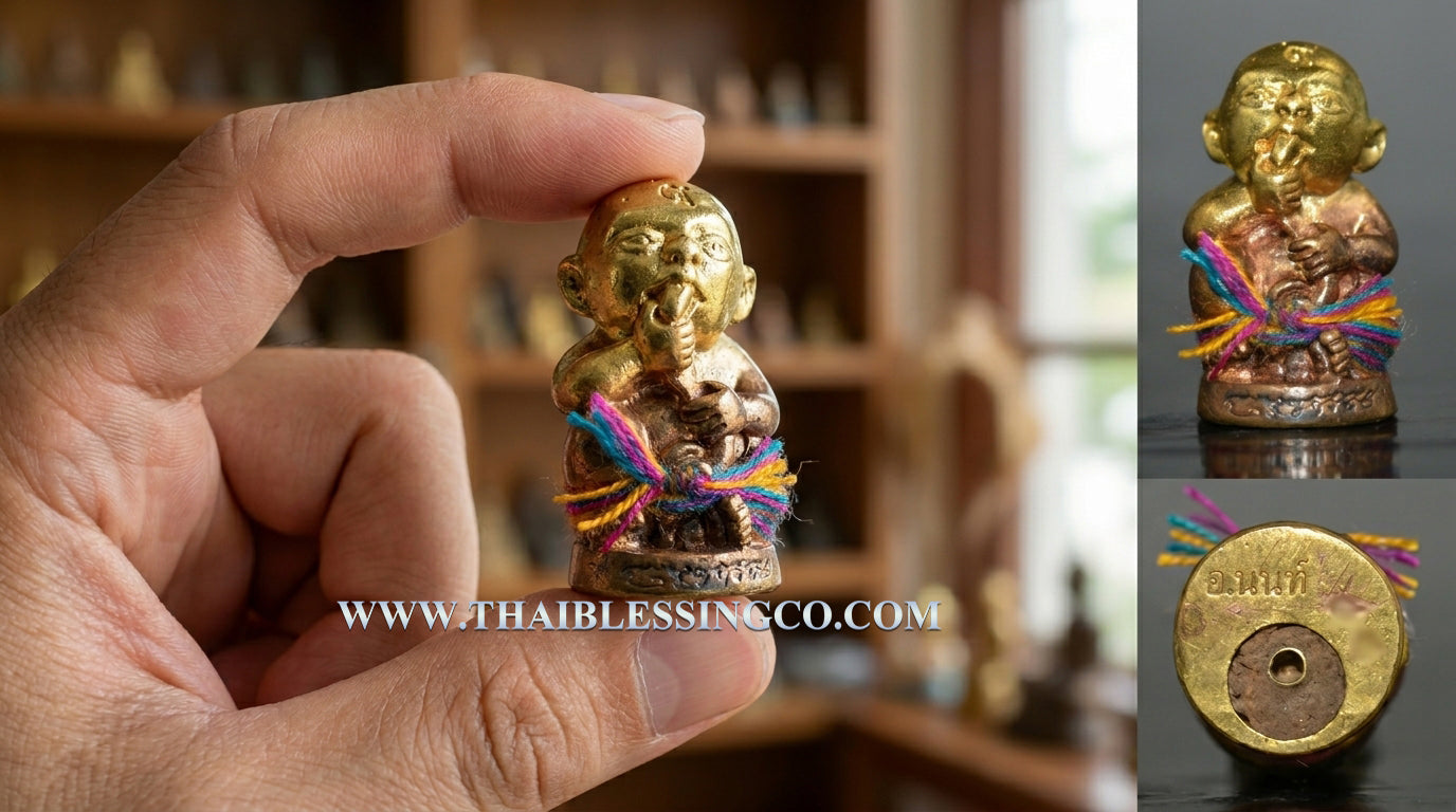 ✨ Sacred Primordial Wealth: "Kuman Dud Rok" Amulet – Sacred "Thong Hua" Metal Fusion for Infinite Supply & Business Luck (2023 Edition by Phra Arjan Arnon)