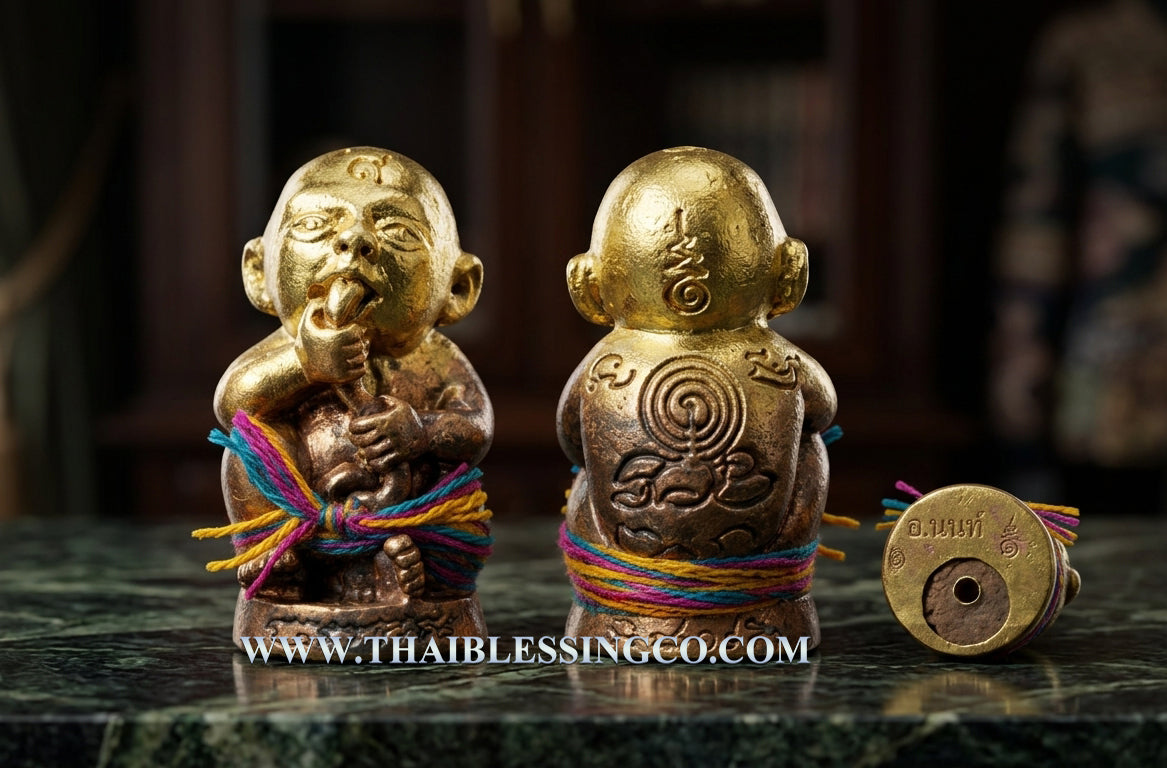 ✨ Sacred Primordial Wealth: "Kuman Dud Rok" Amulet – Sacred "Thong Hua" Metal Fusion for Infinite Supply & Business Luck (2023 Edition by Phra Arjan Arnon)