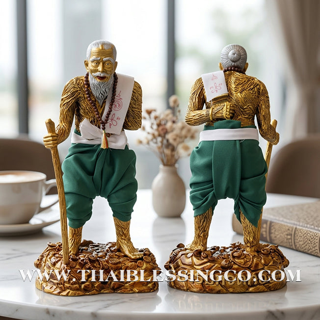 👑 Sacred "Pu Thuat Thong" (Grandfather Wealth Spirit) – Honey-Gold Altar Edition with Green Sarong: Phra-achan Ronsiri, Wat Phu Khao Thong – The Divine Engine for Sovereign Prosperity, Majestic Influence, and Unstoppable Life Elevation!