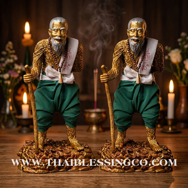 👑 Sacred "Pu Thuat Thong" (Grandfather Wealth Spirit) – Honey-Gold Altar Edition with Green Sarong: Phra-achan Ronsiri, Wat Phu Khao Thong – The Divine Engine for Sovereign Prosperity, Majestic Influence, and Unstoppable Life Elevation!