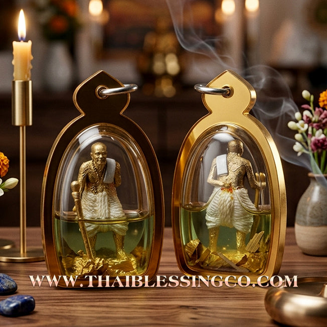 👴 Sacred "Pu Thuat Thong" (The Golden Ancestral Spirit) – – Submerged in Khao Or Sacred Herb Oil! The Ultimate Engine for Ancient Protection, Unstoppable Wealth, and Sovereign Authority!
