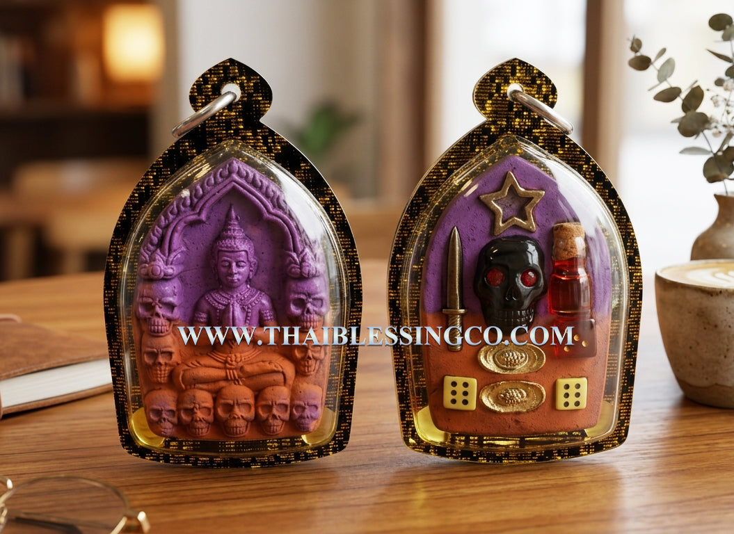 🌙 Sacred "Purple Cupid's Spell" Khun Paen - Golden Ghost Whispering Luck Edition (2025 Sovereign Series) - Blessed by Luang Phor Klom, Wat Nong Bua - Mystic Purple Phoenix Powder