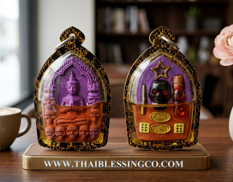 🌙 Sacred "Purple Cupid's Spell" Khun Paen - Golden Ghost Whispering Luck Edition (2025 Sovereign Series) - Blessed by Luang Phor Klom, Wat Nong Bua - Mystic Purple Phoenix Powder
