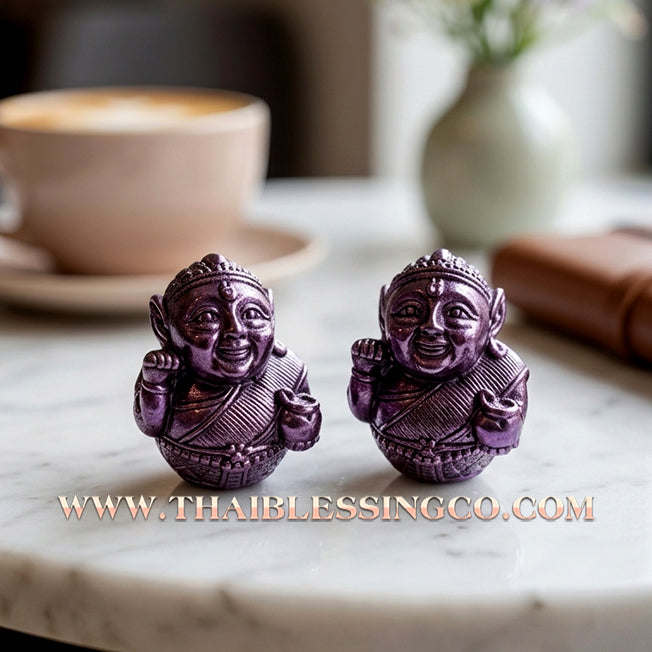 ✨🕉️ Sacred "Purple Sparkle" Bronze Mae Setthi (Millionaire Nang Kwak) Sphere – Luang Ta Ruam, Wat Khok Samran (2019 Exclusive) – The Ultimate Lanna-Style Talisman for Trade Dominance, Infinite Wealth, and Universal Compassion