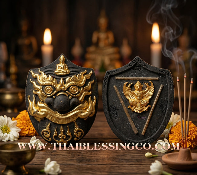 🌑 Sacred "Rahu Kam Duang" (Fate-Supporting Rahu) – Gold-Leaf Single-Eyed Coconut Shell Edition: Luang Pu Nen Kaeo, Wat Ban Kaset Thung Setthi (2012) – The Ultimate Engine for Supporting Destiny, Financial Elevation, and Sovereign Protection!