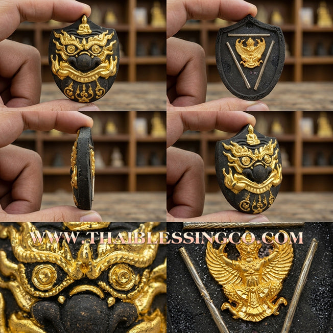 🌑 Sacred "Rahu Kam Duang" (Fate-Supporting Rahu) – Gold-Leaf Single-Eyed Coconut Shell Edition: Luang Pu Nen Kaeo, Wat Ban Kaset Thung Setthi (2012) – The Ultimate Engine for Supporting Destiny, Financial Elevation, and Sovereign Protection!