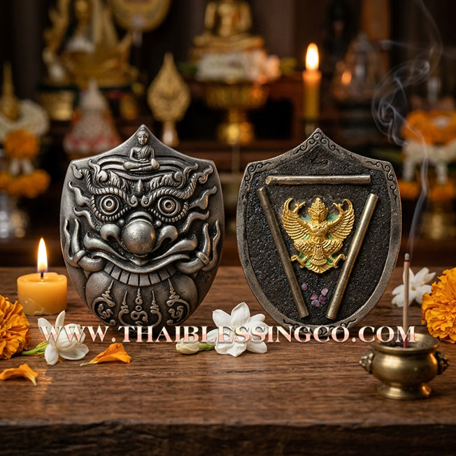 🌑 Sacred "Rahu Kam Duang" (Fate-Supporting Rahu) – Satin Silver Plated Samrit Edition: Luang Pu Nen Kaeo, Wat Ban Kaset Thung Setthi (2012) – The Ultimate Engine for Supporting Destiny, Financial Elevation, and Sovereign Protection!
