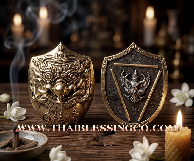🌑 Sacred "Rahu Kam Duang" (Fate-Supporting Rahu) – White Gold (Thong Khao) Edition: Luang Pu Nen Kaeo, Wat Ban Kaset Thung Setthi (2012) – The Ultimate Engine for Supporting Destiny, Financial Elevation, and Sovereign Protection!