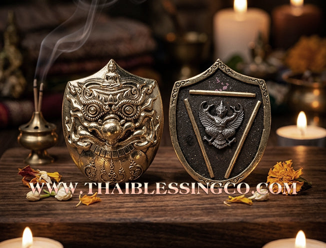 🌑 Sacred "Rahu Kam Duang" (Fate-Supporting Rahu) – White Gold (Thong Khao) Edition: Luang Pu Nen Kaeo, Wat Ban Kaset Thung Setthi (2012) – The Ultimate Engine for Supporting Destiny, Financial Elevation, and Sovereign Protection!