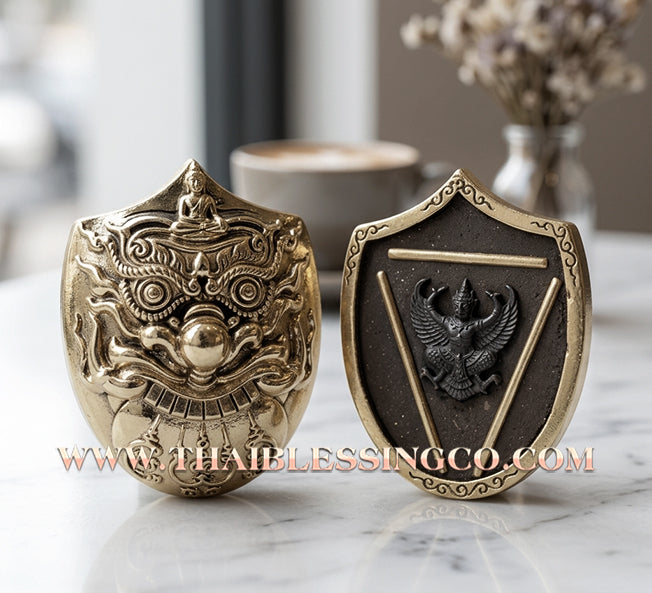🌑 Sacred "Rahu Kam Duang" (Fate-Supporting Rahu) – White Gold (Thong Khao) Edition: Luang Pu Nen Kaeo, Wat Ban Kaset Thung Setthi (2012) – The Ultimate Engine for Supporting Destiny, Financial Elevation, and Sovereign Protection!