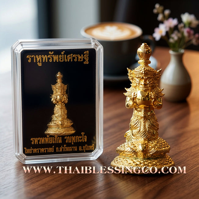 🌑 Sacred "Rahu Sap Setthi" (The Billionaire's Treasure Rahu) – Gold-Plated Samrit Edition: Luang Phor Sein, Wat Kao Luang At (2021) – The Ultimate Engine for Financial Dominance, Magnetic Charisma, and Sovereign Fortune!