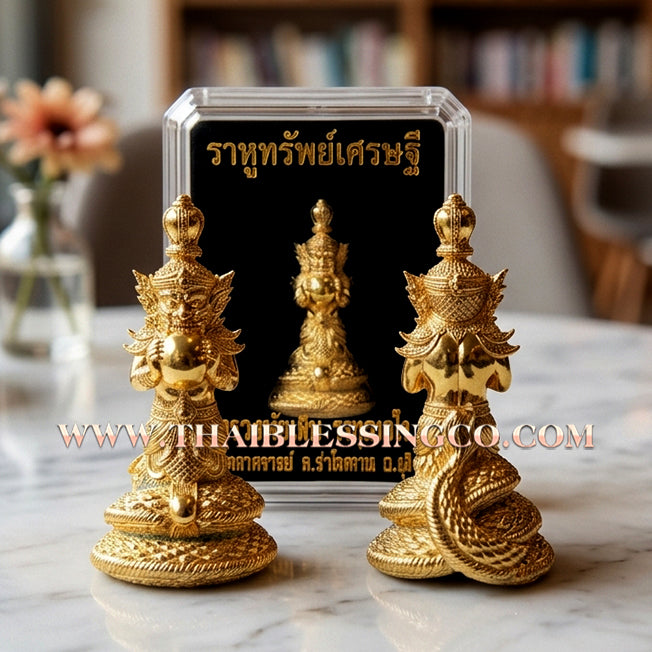 🌑 Sacred "Rahu Sap Setthi" (The Billionaire's Treasure Rahu) – Gold-Plated Samrit Edition: Luang Phor Sein, Wat Kao Luang At (2021) – The Ultimate Engine for Financial Dominance, Magnetic Charisma, and Sovereign Fortune!