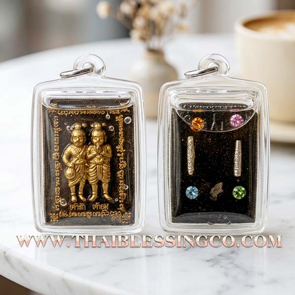👬 Sacred "Rakyom Thep Rit" (The Celestial Power Twins) – Gold-Painted 7 Cemeteries Earth Edition: The Ultimate Spiritual Duo for Overflowing Wealth, Hypnotic Attraction, and Business Victory!