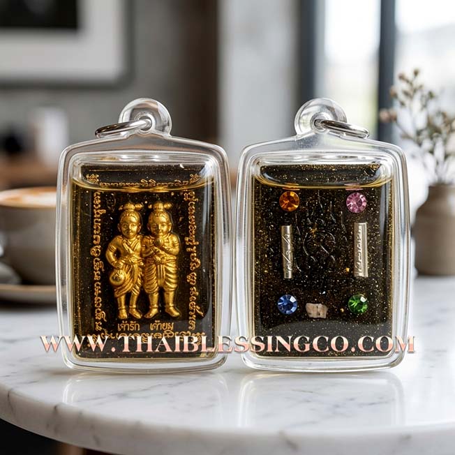 👬 Sacred "Rakyom Thep Rit" (The Celestial Power Twins) – Gold-Painted 7 Cemeteries Earth Edition: The Ultimate Spiritual Duo for Overflowing Wealth, Hypnotic Attraction, and Business Victory!
