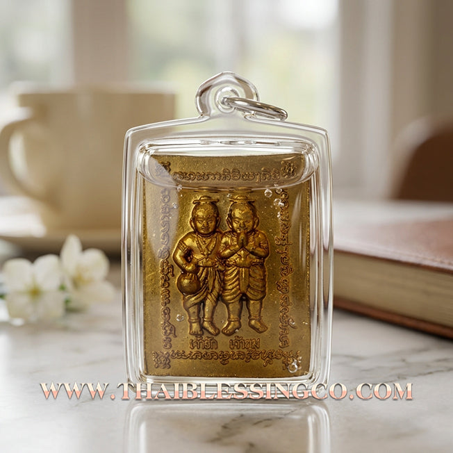 👬 Sacred "Rakyom Thep Rit" (The Celestial Power Twins) – Gold-Painted Sacred Pollen Edition: Luang Pu Nen Kaeo, Wat Ban Kaset Thung Setthi (2011) – The Ultimate Spiritual Assistants for Rapid Wealth, Hypnotic Attraction, and Business Fluidity!