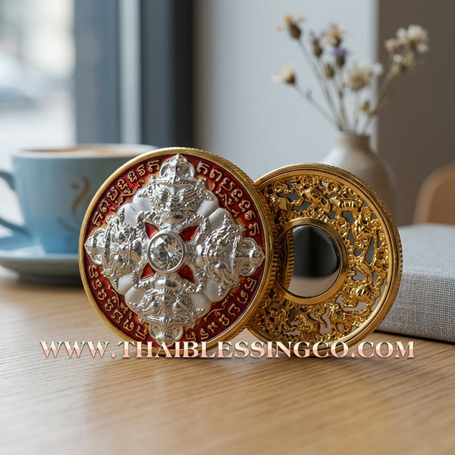 ✨🌑 Sacred "Rian Rahu Phi Chai Sombat" (The Victorious Rahu of Treasures) – Gold-Plated Samrit EditionThe Ultimate Celestial Shield for Unstoppable Wealth, Total Protection, and Supreme Authority!