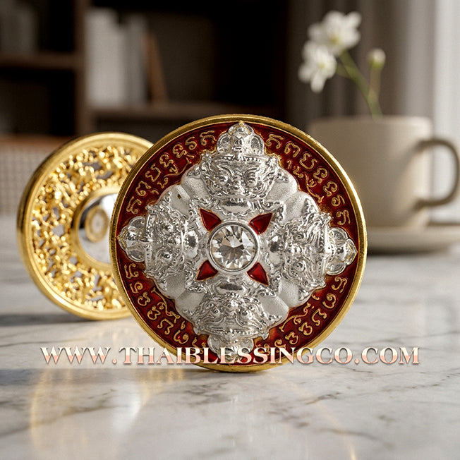 ✨🌑 Sacred "Rian Rahu Phi Chai Sombat" (The Victorious Rahu of Treasures) – Gold-Plated Samrit EditionThe Ultimate Celestial Shield for Unstoppable Wealth, Total Protection, and Supreme Authority!