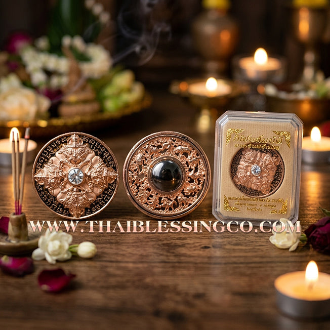 🌑 Sacred "Rian Rahu Phi Chai Sombat" (The Victorious Rahu of Treasures) – Pink Gold-Plated (Nak) & Enamel Samrit EditionThe Ultimate Celestial Shield for Financial Command, Destiny Realignment, and Unshakeable Authority!