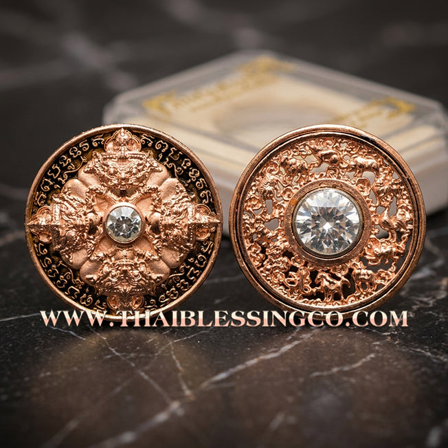 🌑 Sacred "Rian Rahu Phi Chai Sombat" (The Victorious Rahu of Treasures) – Pink Gold-Plated (Nak) & Enamel Samrit EditionThe Ultimate Celestial Shield for Financial Command, Destiny Realignment, and Unshakeable Authority!