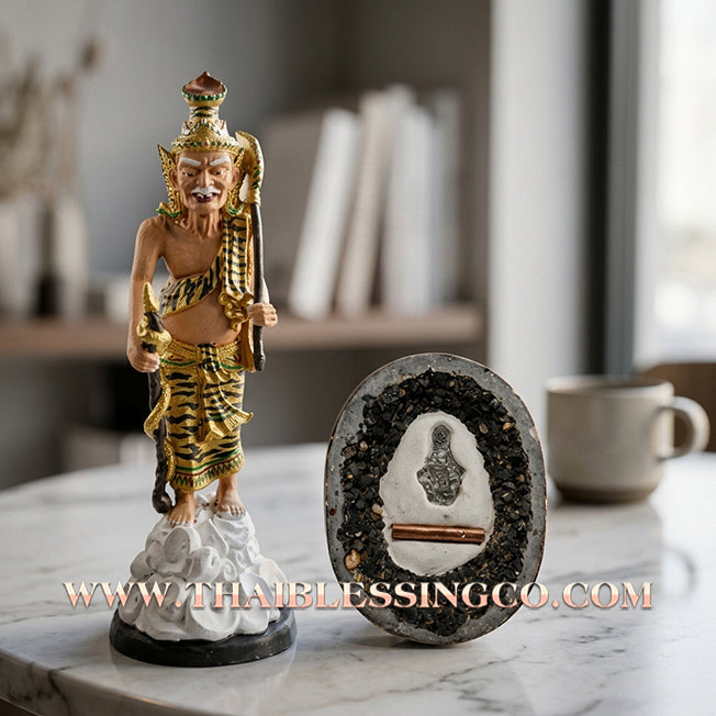 🧘‍♂️ Sacred "Rusi Dern Dong" (The Forest Wandering Sage) – Hand-Painted Mineral Resin Altar Edition: Luang Pho Khlaeo, Wat Ruang Wet Mongkhon (2014) – The Supernatural Engine for Career Progression, Wealth Discovery, and Absolute Sovereign Authority!