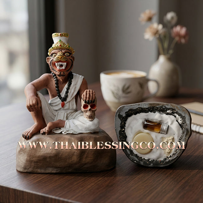 🐯 Sacred "Rusi Na Suea" (The Tiger-Faced Sage) – Hand-Painted Mineral & Resin Edition: Arjan San Khongwet (2014) – The Supreme Engine for Dominant Authority, Fierce Wealth Attraction, and Absolute Protection!