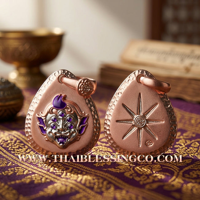 🔥 Sacred "Si Hu Ha Ta" (4 Ears & 5 Eyes) – Pink Gold-Plated & Enamel Samrit Edition: Arjan Subin Na Na Thong (2021) – The Legendary "Charcoal-to-Gold" Catalyst for Sudden Wealth, Business Windfalls, and Unstoppable Financial Success!