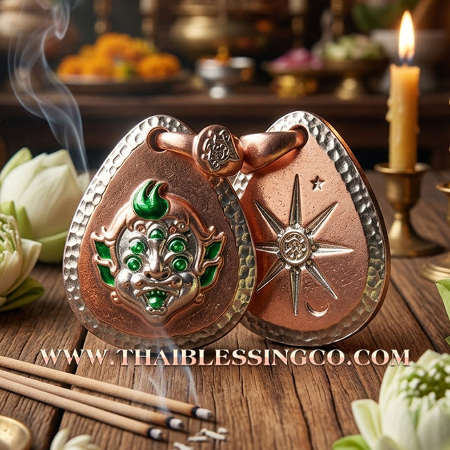 🔥 Sacred "Si Hu Ha Ta" (4 Ears & 5 Eyes) – Pink Gold-Plated & Enamel Samrit Edition: Arjan Subin Na Na Thong (2021) – The Legendary "Charcoal-to-Gold" Catalyst for Sudden Wealth, Business Windfalls, and Unstoppable Financial Success!