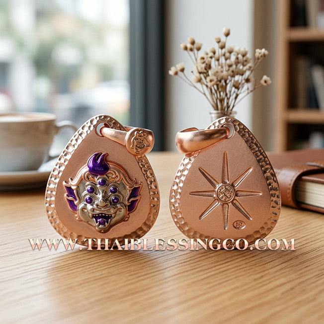 🔥 Sacred "Si Hu Ha Ta" (4 Ears & 5 Eyes) – Pink Gold-Plated & Enamel Samrit Edition: Arjan Subin Na Na Thong (2021) – The Legendary "Charcoal-to-Gold" Catalyst for Sudden Wealth, Business Windfalls, and Unstoppable Financial Success!
