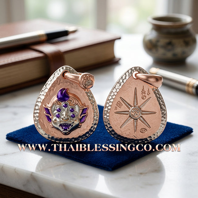 🔥 Sacred "Si Hu Ha Ta" (4 Ears & 5 Eyes) – Pink Gold-Plated & Enamel Samrit Edition: Arjan Subin Na Na Thong (2021) – The Legendary "Charcoal-to-Gold" Catalyst for Sudden Wealth, Business Windfalls, and Unstoppable Financial Success!