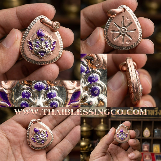🔥 Sacred "Si Hu Ha Ta" (4 Ears & 5 Eyes) – Pink Gold-Plated & Enamel Samrit Edition: Arjan Subin Na Na Thong (2021) – The Legendary "Charcoal-to-Gold" Catalyst for Sudden Wealth, Business Windfalls, and Unstoppable Financial Success!