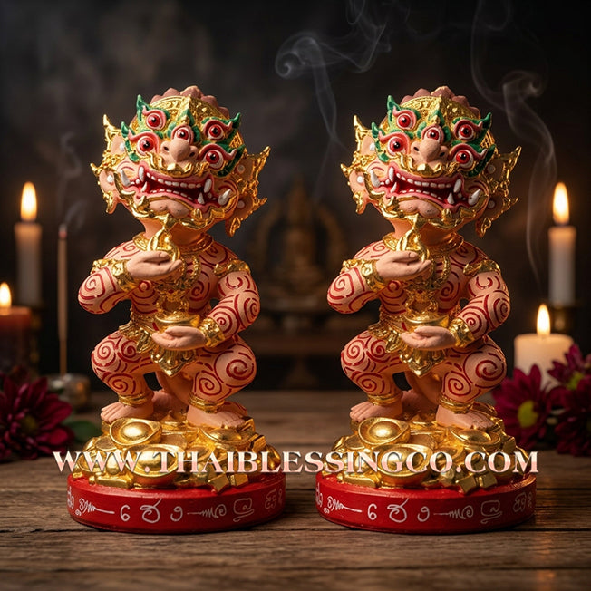 🔥 Sacred "Si Hu Ha Ta" (The Deity of Great Fortune) – Maha Heng Edition: Gold-Leaf Skin Detail – Kruba Kamfan, Wat Ko Choke (2023) – The High-Velocity Engine for Extraordinary Wealth, Sovereign Aura, and Absolute Victory!