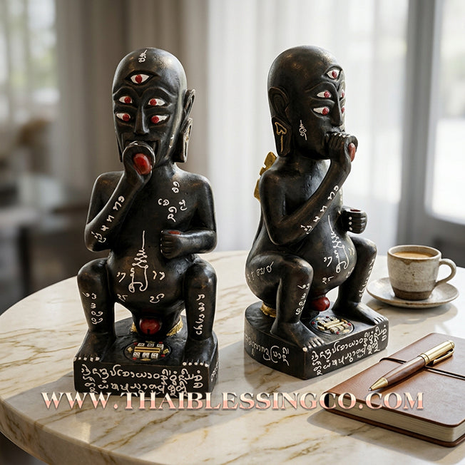 ✨🔥 Sacred "Si Hu Ha Ta" (The Deity of Miraculous Fortune) – Hand-Carved Wood Edition: Phra Arjan Rittichai (Tu Ing), Wat Inthrep (2017) – The Primal Engine for Organic Wealth, Sovereign Authority, and Commercial Victory!