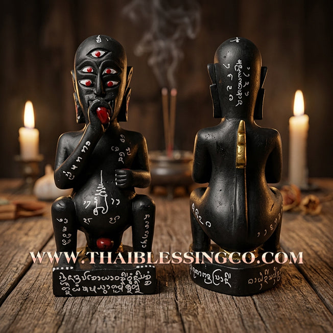 ✨🔥 Sacred "Si Hu Ha Ta" (The Deity of Miraculous Fortune) – Hand-Carved Wood Edition: Phra Arjan Rittichai (Tu Ing), Wat Inthrep (2017) – The Primal Engine for Organic Wealth, Sovereign Authority, and Commercial Victory!