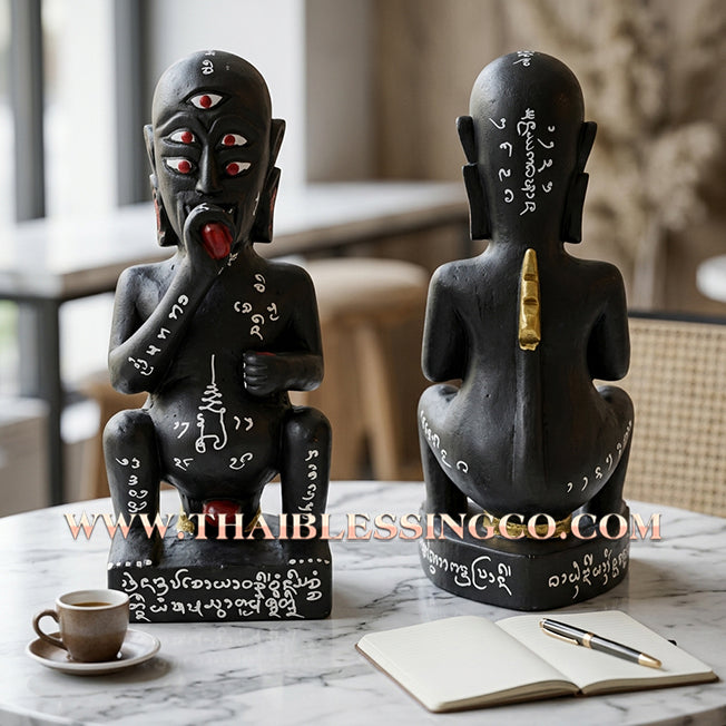 ✨🔥 Sacred "Si Hu Ha Ta" (The Deity of Miraculous Fortune) – Hand-Carved Wood Edition: Phra Arjan Rittichai (Tu Ing), Wat Inthrep (2017) – The Primal Engine for Organic Wealth, Sovereign Authority, and Commercial Victory!