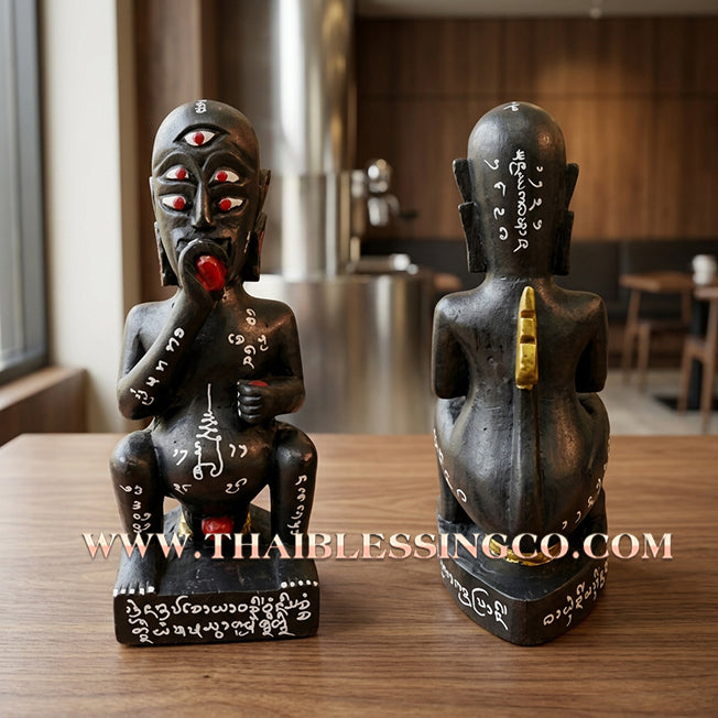 ✨🔥 Sacred "Si Hu Ha Ta" (The Deity of Miraculous Fortune) – Hand-Carved Wood Edition: Phra Arjan Rittichai (Tu Ing), Wat Inthrep (2017) – The Primal Engine for Organic Wealth, Sovereign Authority, and Commercial Victory!
