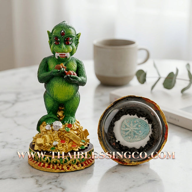 ✨🔥 Sacred "Si Hu Ha Ta" (The Deity of Miraculous Fortune) – Painted Mineral Ore Edition: Kruba Nuea Rit, Wat Tha Nak (2018) – The Grand Engine for Extreme Wealth, Sovereign Authority, and Unstoppable Prosperity!