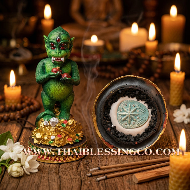 ✨🔥 Sacred "Si Hu Ha Ta" (The Deity of Miraculous Fortune) – Painted Mineral Ore Edition: Kruba Nuea Rit, Wat Tha Nak (2018) – The Grand Engine for Extreme Wealth, Sovereign Authority, and Unstoppable Prosperity!