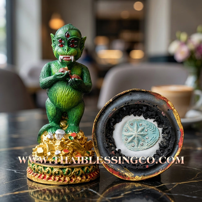 ✨🔥 Sacred "Si Hu Ha Ta" (The Deity of Miraculous Fortune) – Painted Mineral Ore Edition: Kruba Nuea Rit, Wat Tha Nak (2018) – The Grand Engine for Extreme Wealth, Sovereign Authority, and Unstoppable Prosperity!