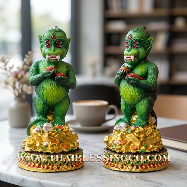 ✨🔥 Sacred "Si Hu Ha Ta" (The Deity of Miraculous Fortune) – Painted Mineral Ore Edition: Kruba Nuea Rit, Wat Tha Nak (2018) – The Grand Engine for Extreme Wealth, Sovereign Authority, and Unstoppable Prosperity!