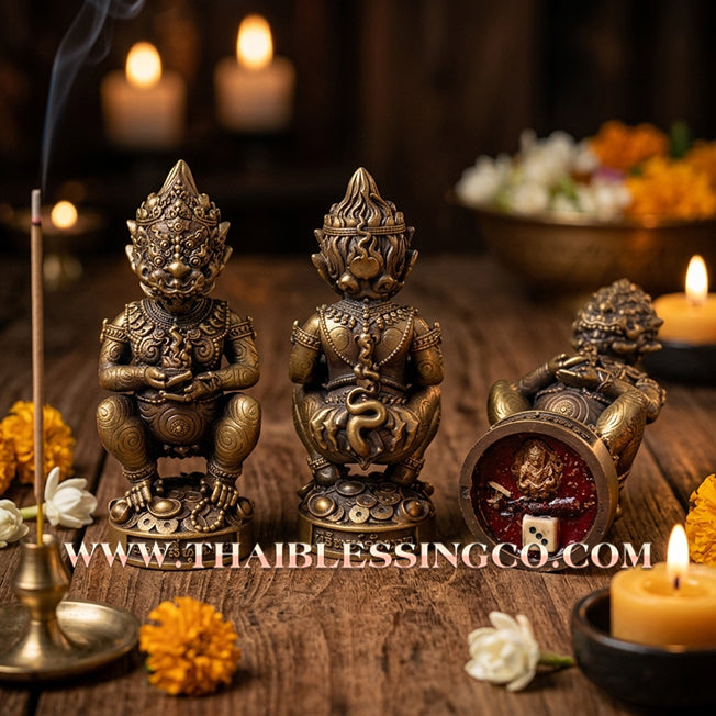 ✨🔥 Sacred "Si Hu Ha Ta" (The Lanna Wealth Deity) – Thong Lam-U Bronze Edition: Kruba Kamfan, Wat Ko Choke (2023) – The Radiant Engine for Windfall Luck, Massive Liquidity, and Sovereign Prosperity!