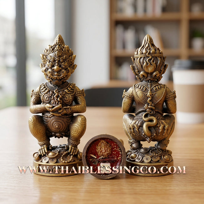 ✨🔥 Sacred "Si Hu Ha Ta" (The Lanna Wealth Deity) – Thong Lam-U Bronze Edition: Kruba Kamfan, Wat Ko Choke (2023) – The Radiant Engine for Windfall Luck, Massive Liquidity, and Sovereign Prosperity!