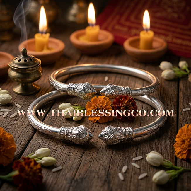 ✨🕉️ Sacred Silver-Plated Bronze "Billionaire Lotus" Bracelet: Master Achan Subin Na Na Thong (2016 Exclusive Edition) – The Ultimate Talisman for Spiritual Purity, Miraculous Fortune, and Flourishing Success