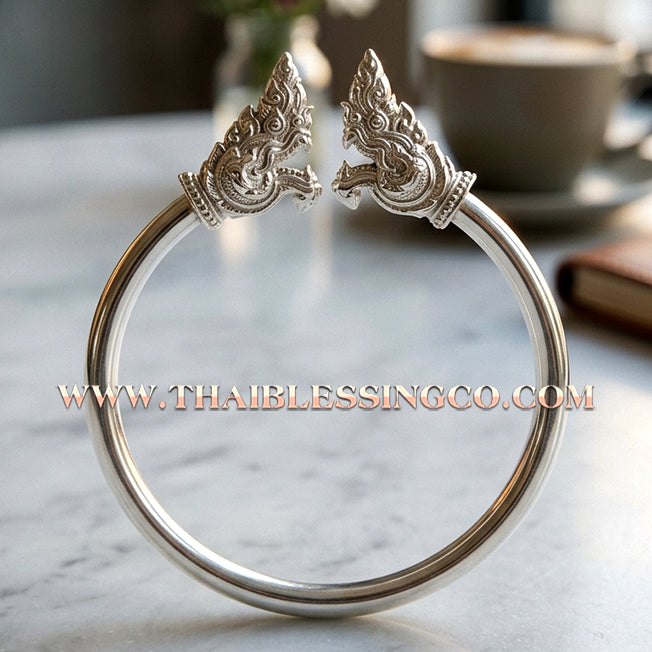 ✨🕉️ Sacred Silver-Plated Bronze "Naga Millionaire" Bracelet: Master Achan Subin Na Na Thong (2016 Exclusive Edition) – The Ultimate Guardian Talisman for Billionaire Wealth, Hidden Treasures, and Divine Prosperity