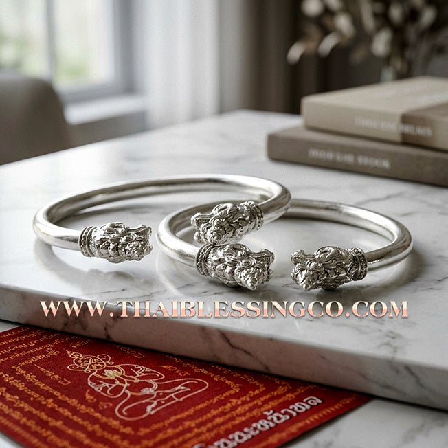 ✨🕉️ Sacred Silver-Plated Bronze "Naga Millionaire" Bracelet: Master Achan Subin Na Na Thong (2016 Exclusive Edition) – The Ultimate Guardian Talisman for Billionaire Wealth, Hidden Treasures, and Divine Prosperity