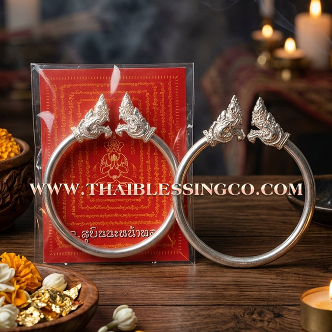 ✨🕉️ Sacred Silver-Plated Bronze "Naga Millionaire" Bracelet: Master Achan Subin Na Na Thong (2016 Exclusive Edition) – The Ultimate Guardian Talisman for Billionaire Wealth, Hidden Treasures, and Divine Prosperity