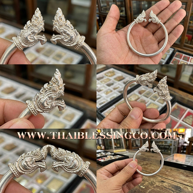 ✨🕉️ Sacred Silver-Plated Bronze "Naga Millionaire" Bracelet: Master Achan Subin Na Na Thong (2016 Exclusive Edition) – The Ultimate Guardian Talisman for Billionaire Wealth, Hidden Treasures, and Divine Prosperity