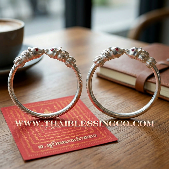 ✨🕉️ Sacred Silver-Plated Bronze "Nine-Tailed Fox Millionaire" Bracelet: Master Achan Subin Na Na Thong (2016 Exclusive Edition) – The Ultimate Celestial Enchantment Talisman for Billionaire Wealth, Irresistible Charisma, and Social Dominance