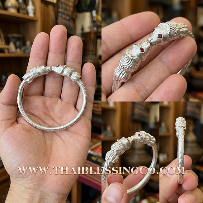 ✨🕉️ Sacred Silver-Plated Bronze "Nine-Tailed Fox Millionaire" Bracelet: Master Achan Subin Na Na Thong (2016 Exclusive Edition) – The Ultimate Celestial Enchantment Talisman for Billionaire Wealth, Irresistible Charisma, and Social Dominance