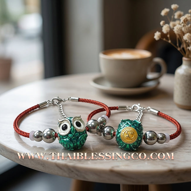 ✨🕉️ Sacred Silver-Plated Bronze "Phaya Nok Thue Thue" (Great Owl of Fortune) – Green Enamel Edition: Kruba Tao, Wat Ubosot Ban Lao (2020) – The Ultimate Lanna Talisman for Elite Business Success, Precision Luck, and Financial Growth